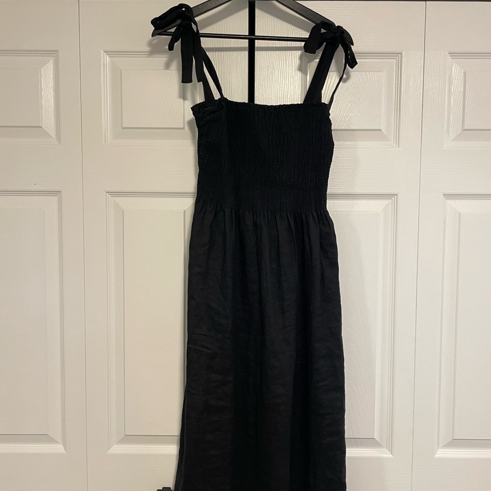 Wilfred Black Midi Dress with Bow Straps